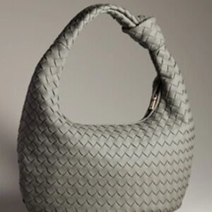 Anthropologie Gray Woven Hobo Bag